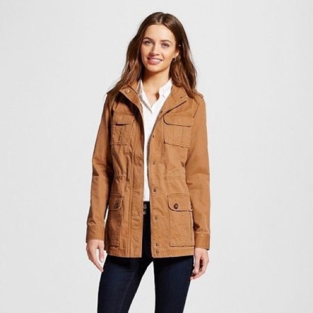 Tan Utility Jacket - Twill Cotton Military Trendy